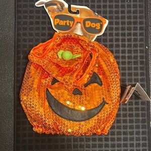 Orange Sequin Dog Costume with Pumpkin Design size XS/S